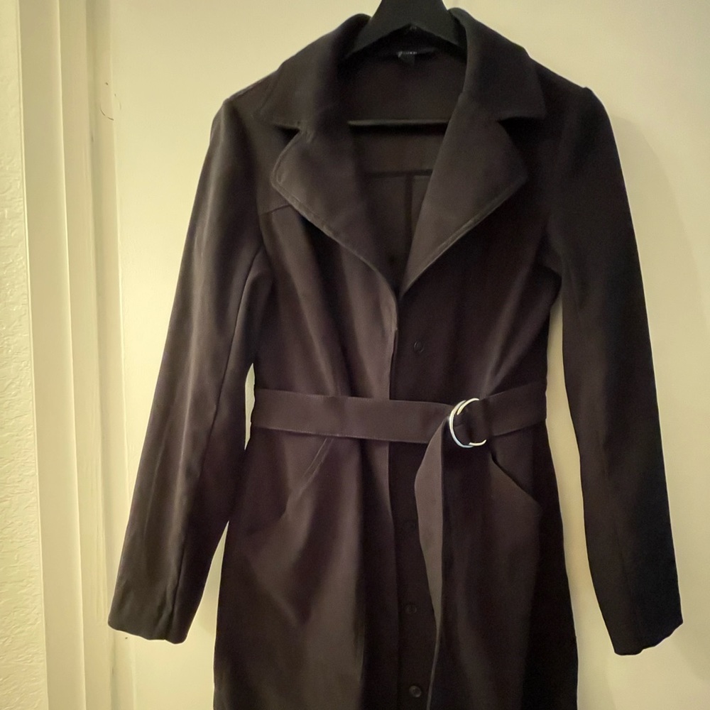 Black trench coat with belt